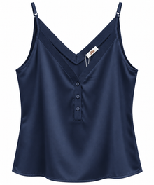Top Pico Botones Marino