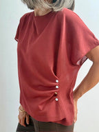 Jersey Drapeado con Botones Caldera