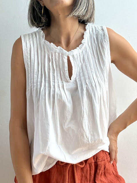 Blusa Trabillas Blanco  100% Algodón