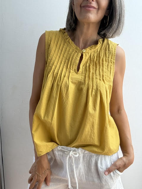 Blusa Trabillas Mostaza  100% Algodón