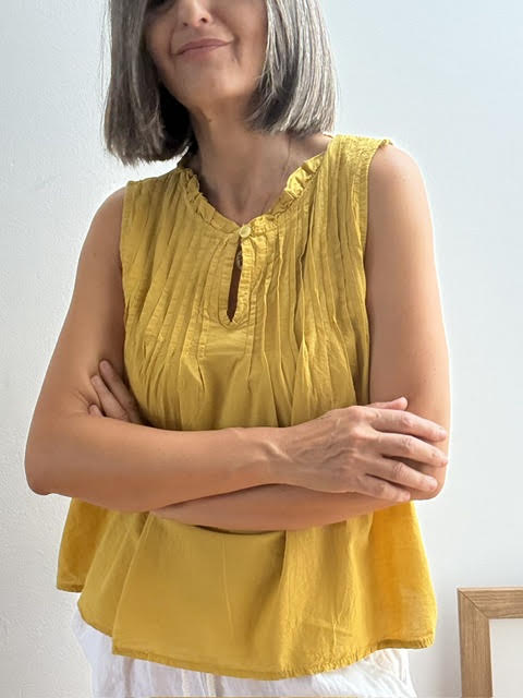 Blusa Trabillas Mostaza  100% Algodón