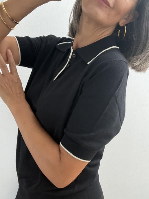 Polo Punto Raya Negro