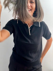 Polo Punto Raya Negro