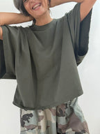 Sudadera Fina Oversize Kaki