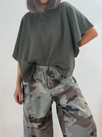 Sudadera Fina Oversize Kaki