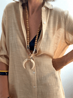 Vestido Camisero Playero Beige