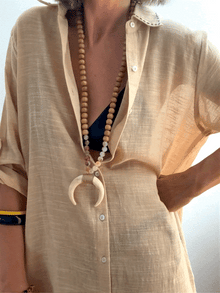 Vestido Camisero Playero Beige