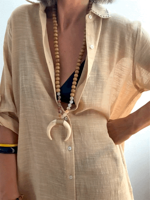 Vestido Camisero Playero Beige