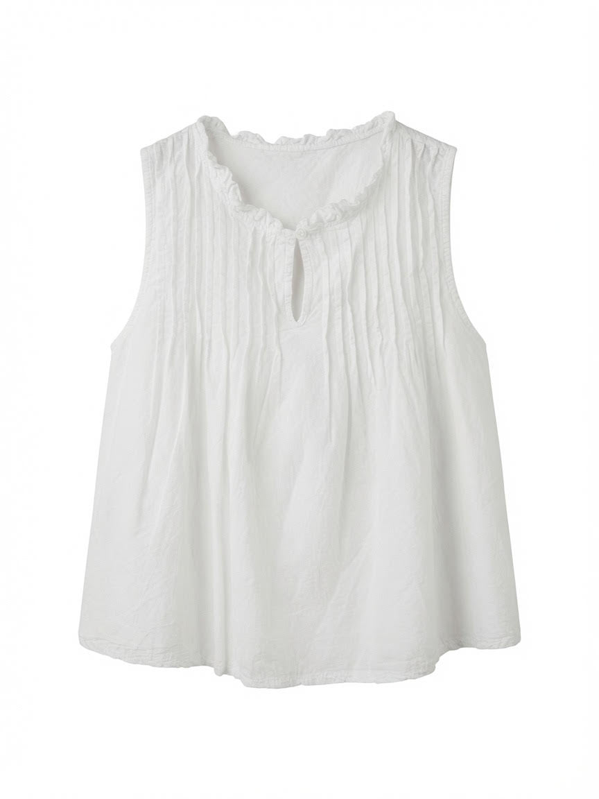 Blusa Trabillas Blanco  100% Algodón