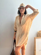 Vestido Camisero Playero Beige