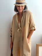 Vestido Camisero Playero Beige