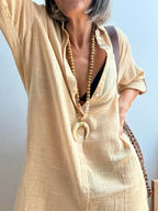 Vestido Camisero Playero Beige