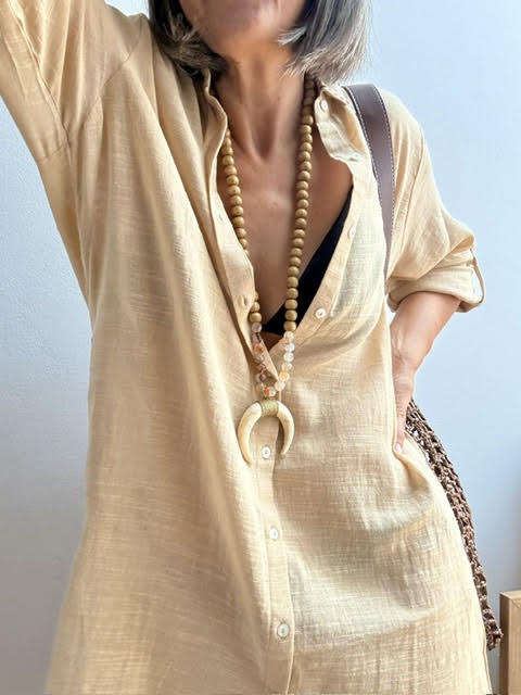 Vestido Camisero Playero Beige