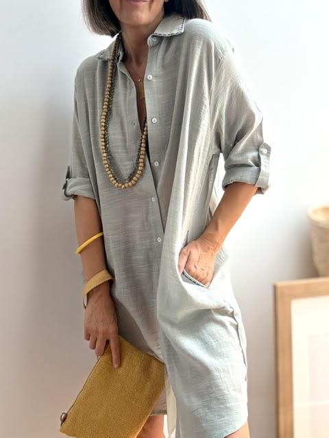 Vestido Camisero Playero Salvia