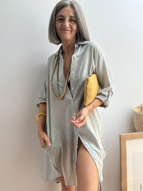 Vestido Camisero Playero Salvia