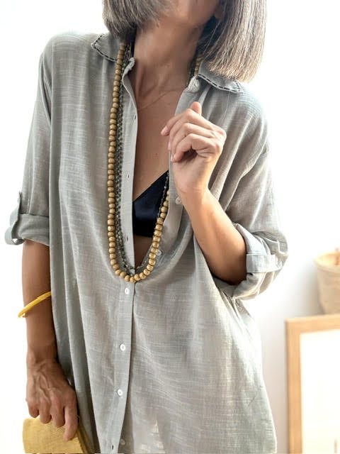 Vestido Camisero Playero Salvia