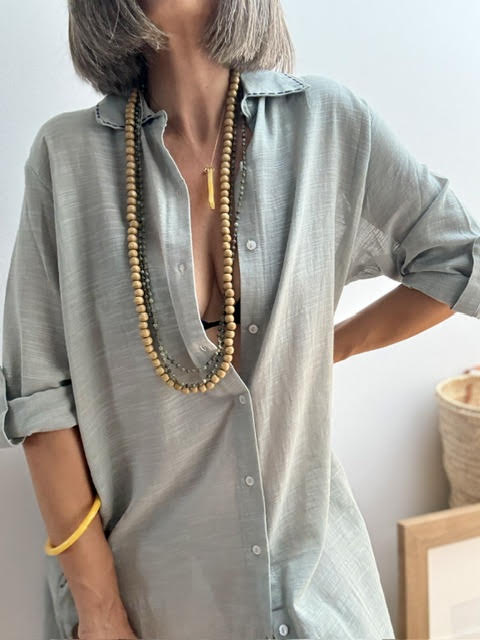 Vestido Camisero Playero Salvia