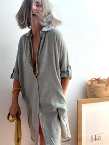 Vestido Camisero Playero Salvia