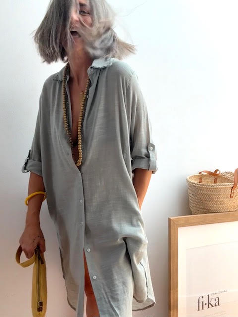Vestido Camisero Playero Salvia