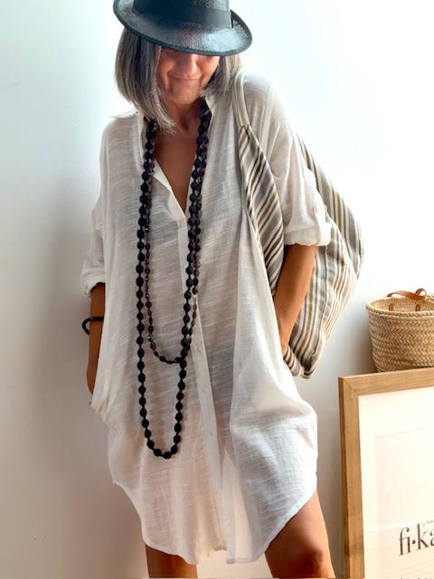 Vestido Camisero Playero Blanco