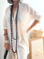 Vestido Camisero Playero Blanco