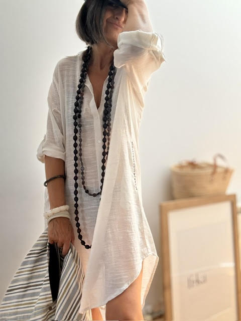 Vestido Camisero Playero Blanco