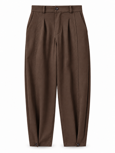 Pantalón Bajo Botón Marrón