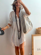 Vestido Camisero Playero Blanco