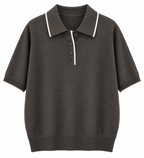 Polo Punto Raya Marrón Oscuro