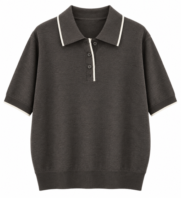 Polo Punto Raya Marrón Oscuro