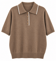 Polo Punto Raya Marrón