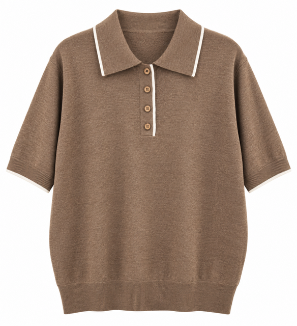 Polo Punto Raya Marrón