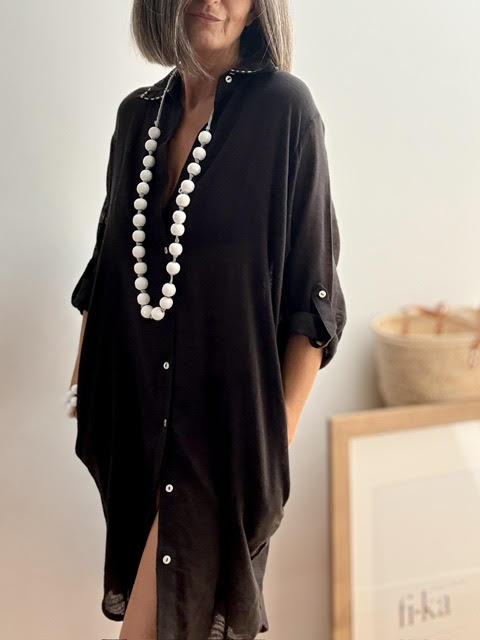 Vestido Camisero Playero Negro