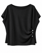 Jersey Drapeado con Botones Negro