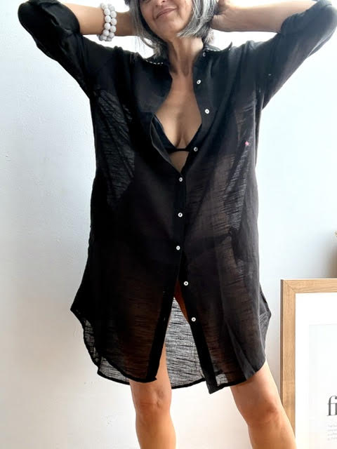 Vestido Camisero Playero Negro