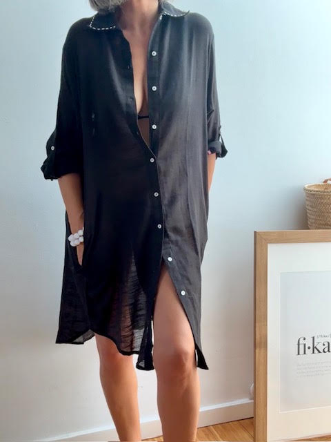 Vestido Camisero Playero Negro