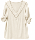 Camiseta Pico blonda Beige