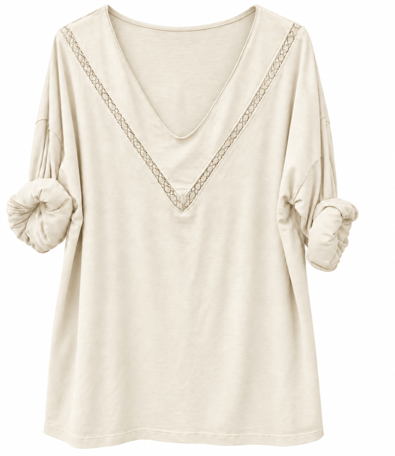 Camiseta Pico blonda Beige